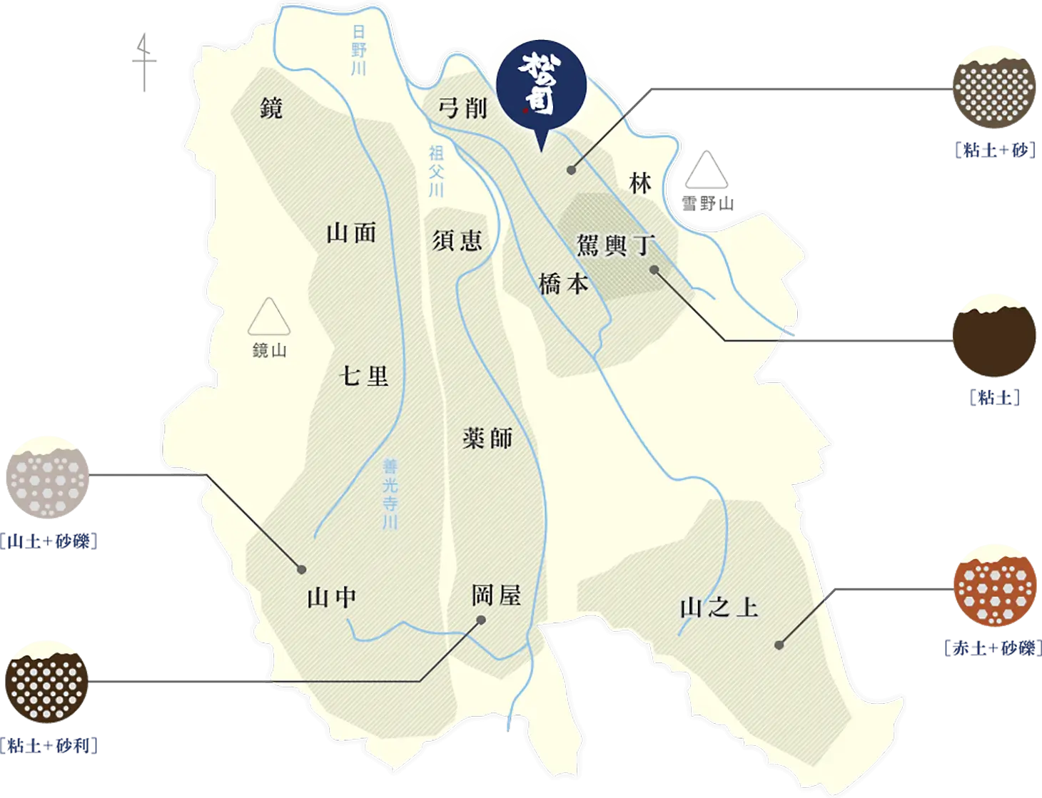 純米大吟醸ブルー竜王山田錦 栽培土壌ＭＡＰ